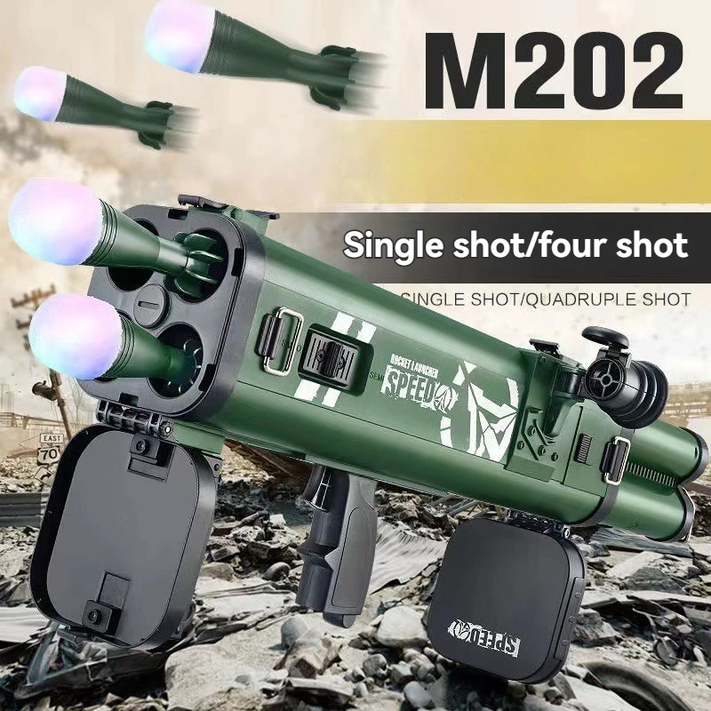 M202 Rocket Launcher Soft Bullet Toy Gun with Light Bullets RPG Mortar Launcher Manual Shooting for Boys Adults Outdoor Games