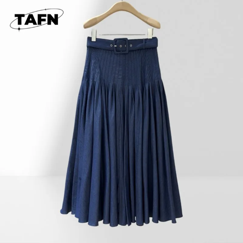 100% Cotton jeans Floral Midi Skirt Women – Design for Summer Wardrobe Comfortable Cotton Skirt A-Line Shape All-Day Wear AF2704