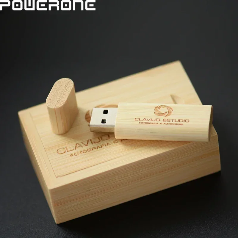 Custom Made Free LOGO Pendrive 64GB Wooden + Box USB Flash Drive 32GB Photography Gift U Disk 16GB Volume Sales Memory Stick 8GB