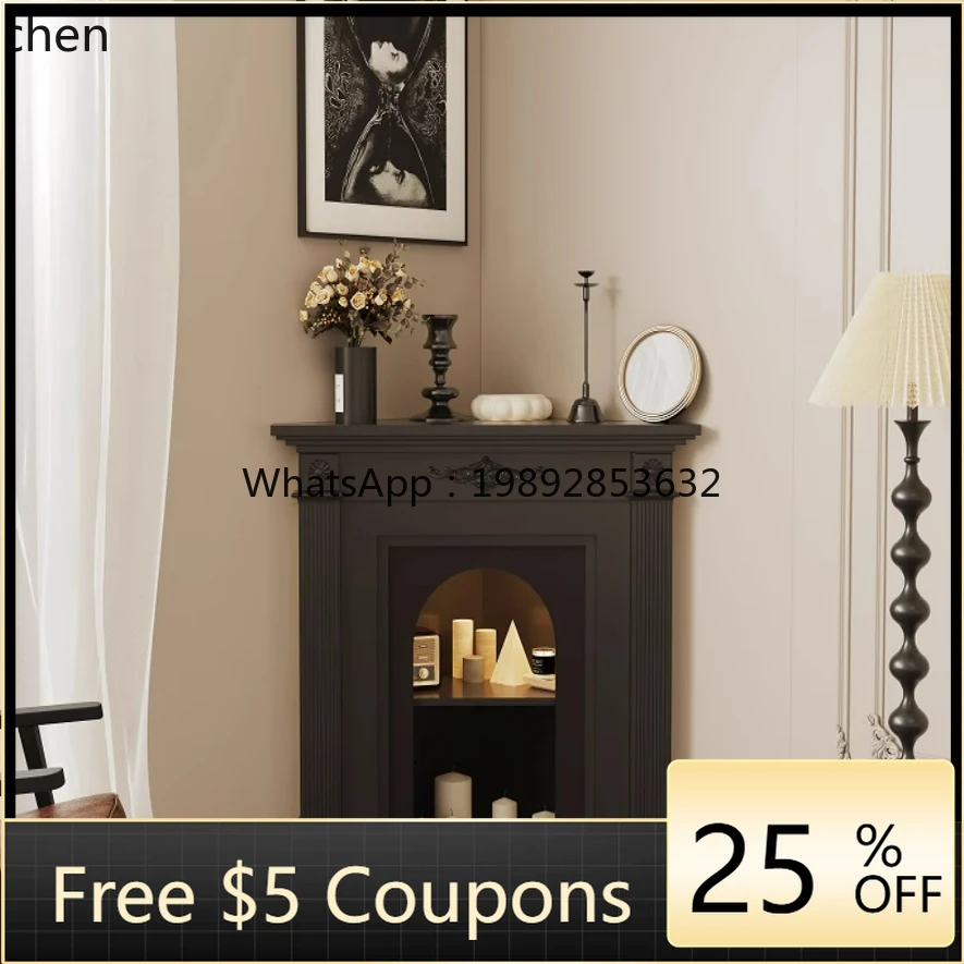 

solid wood decorative cabinet arched door living room household carved three sides corner entrance cabinet storage table