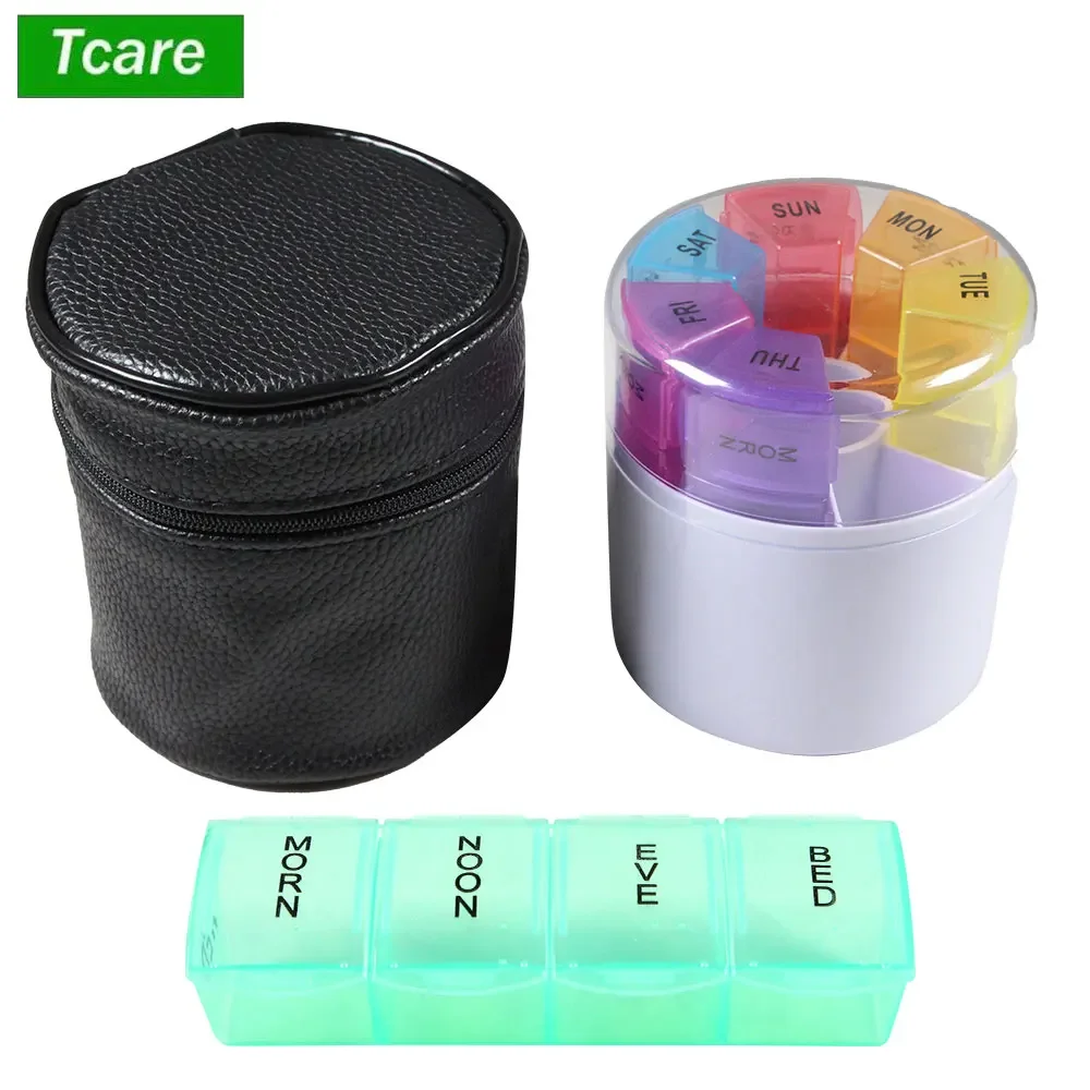 

Weekly Pill Manager, 4 Daily Pills Boxes, 7-Days Pill Rack Moisture-Proof, Vitamin Fish Oil Medication and Supplement Container
