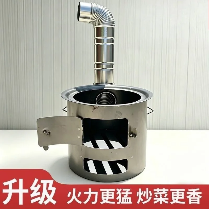 Wood Burning Stove Smokeless Cylindrical Indoor Outdoor Multifunctional Charcoal Home Stove