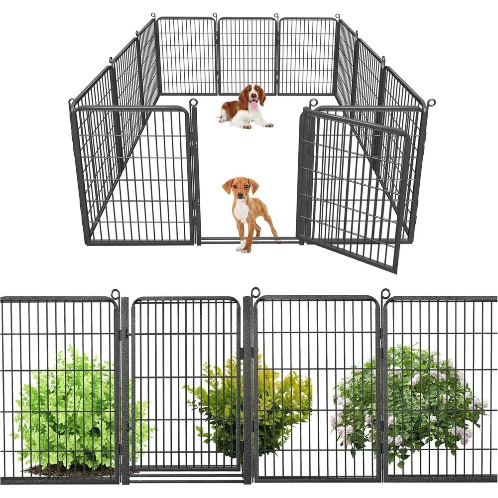 Decorative Garden Fence with Extra Wide Gate Garden Fencing for Yard, 32 in(H) x 22 ft(L) Metal Flower Bed Fencing Temporary Fen
