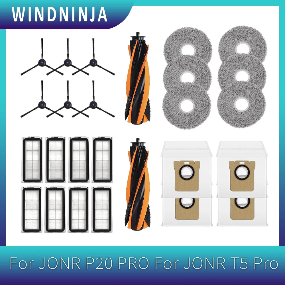 JONR P20 PRO, JONR T5 Pro 로봇 진공 청소기 소모품 메인 사이드 브러쉬 HEPA 필터 걸레 천 먼지 봉투 액세서리 썸네일 2
