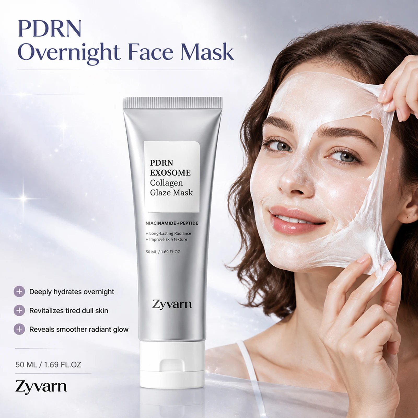 PDRN Collagen Peptide Peel Off Face Mask Improve Skin Texture Boost Face Elasticity K-Beauty Glass Skin Glow Overnight Face Mask