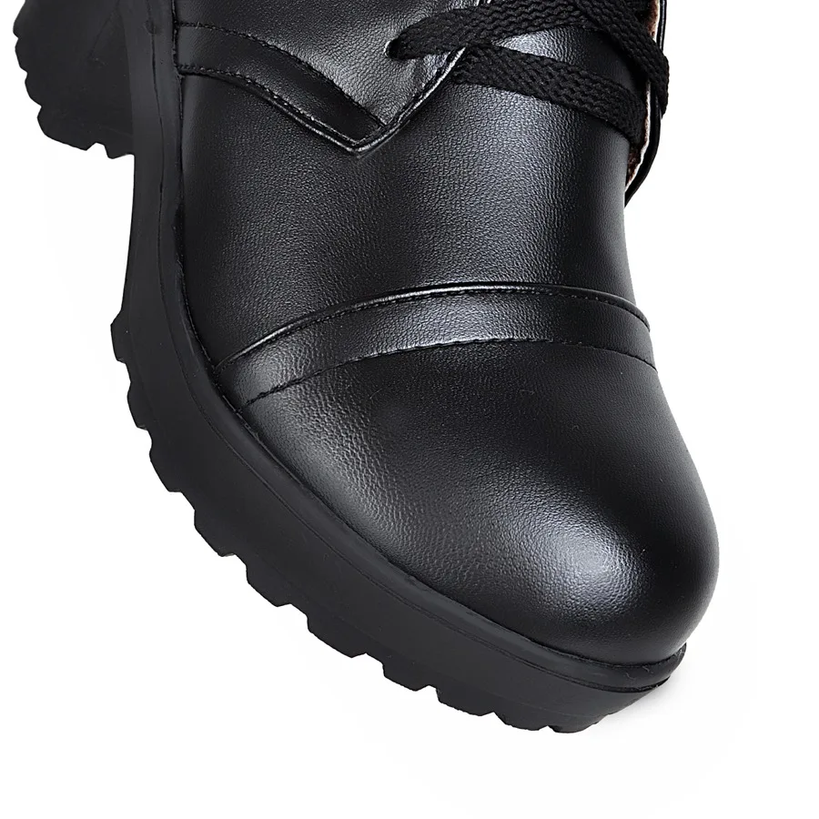 Winter Snow Boots Women Fashion Knee High Boot Casual Punk Heels Lace up Black White Footwear Long Shoes Ladies Large Size 45 48