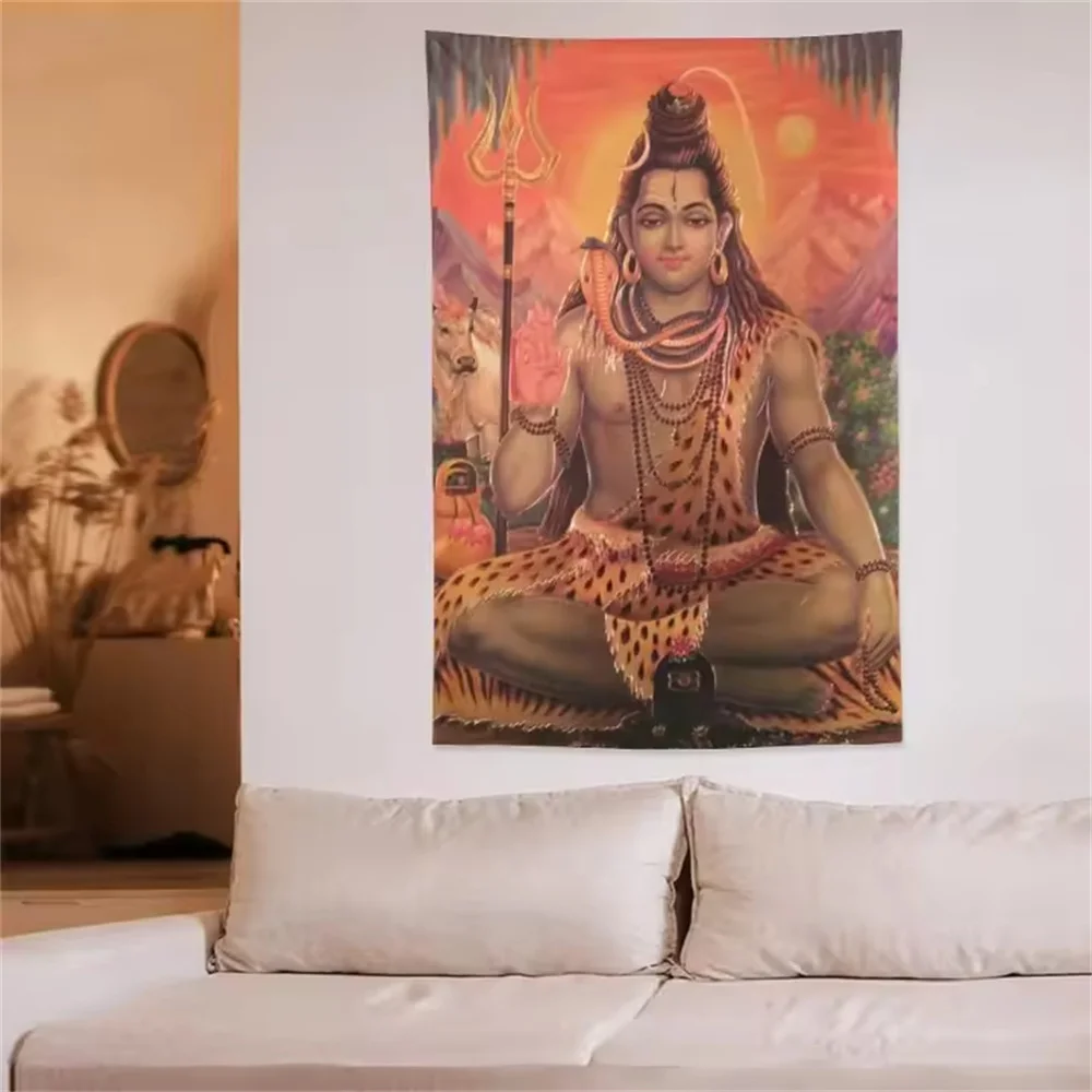 Indischer Buddha, Hindu-Gott, Shiva, Wandteppich, Wandbehang, Mandala, Hippie, Boho, Wanddekoration, Yoga, Heimdekoration, Hintergrund, Raumdekoration