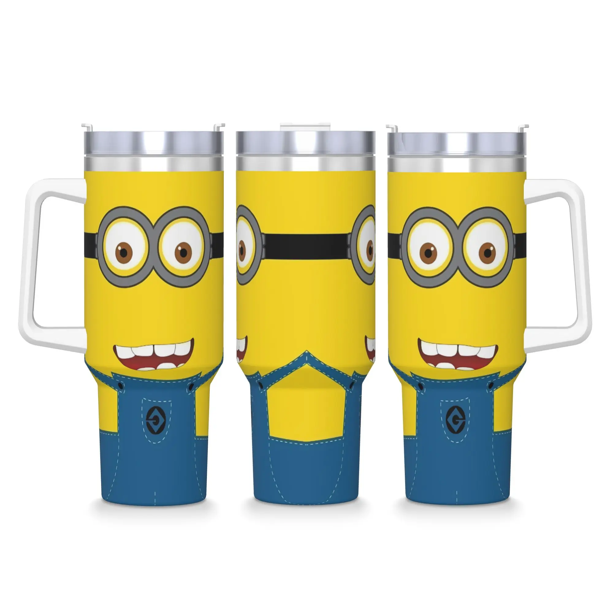 Cartoon M-Minions Face Print Tumbler  Cold and Hot Water Bottle Portable Stainless Steel Coffee Mug Design Camping Mugs Cup