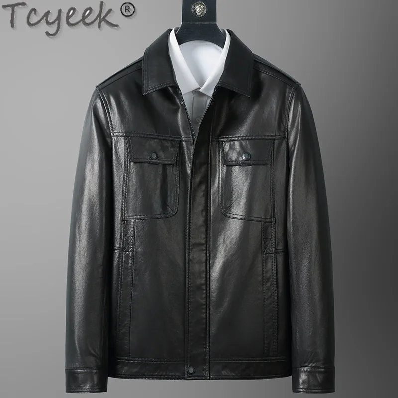 Tcyeek Genuine Leather Jacket Men high-end goatskin Coat Men's Leather Jackets New Style Spring Autumn Clothes Jaqueta Couro