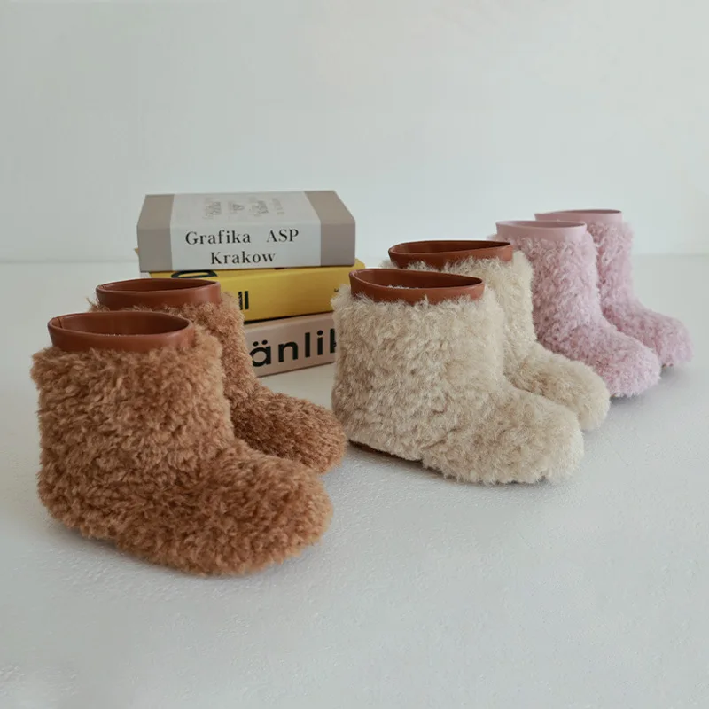 Winter Children's Snow Boots Fashion Composite Wool warm Lambswool Baby Girls Fashion Boots Exquisite Gift Kids Casual shoes