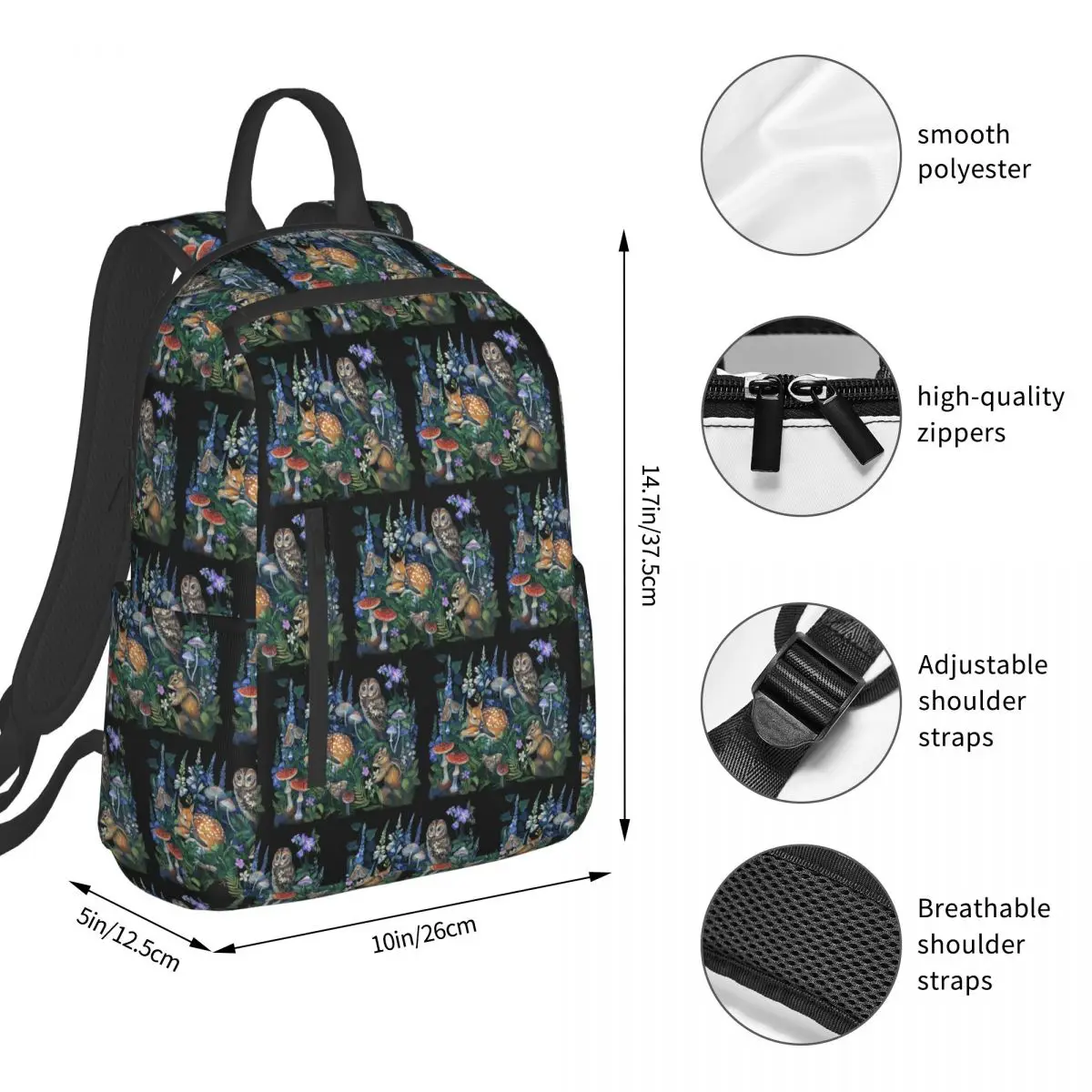 Enchanted Forest Backpack Student BookBag Kids School Bag Computer Shoulder Bags Boys Girls