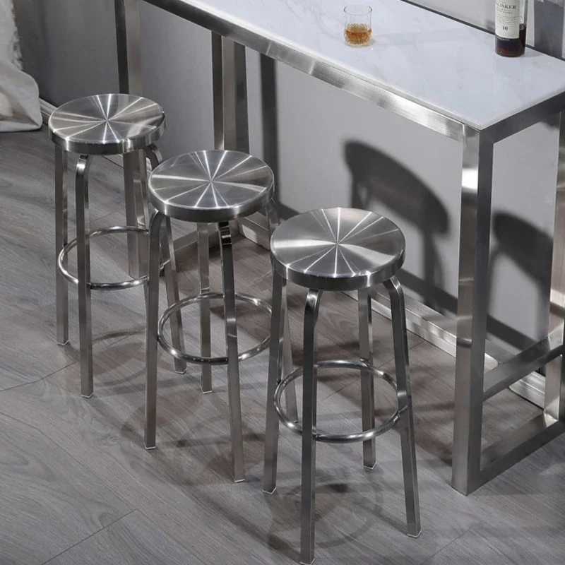 

Modern Minimalist Bar Chair Stainless Steel High Foot Seat Milk Tea Shop Counter Stools Stable Load-bearing Restaurant Furniture