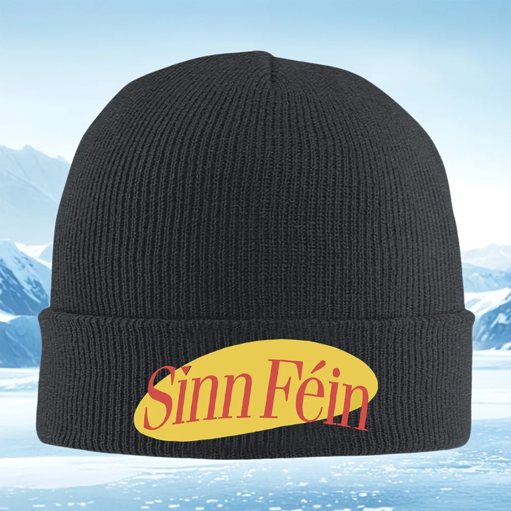 Palabras rojas fondo amarillo espacio negro Hombres Mujeres Gorro de punto unisex Gorro Jersey Gorro Invierno Térmico Cálido Nav