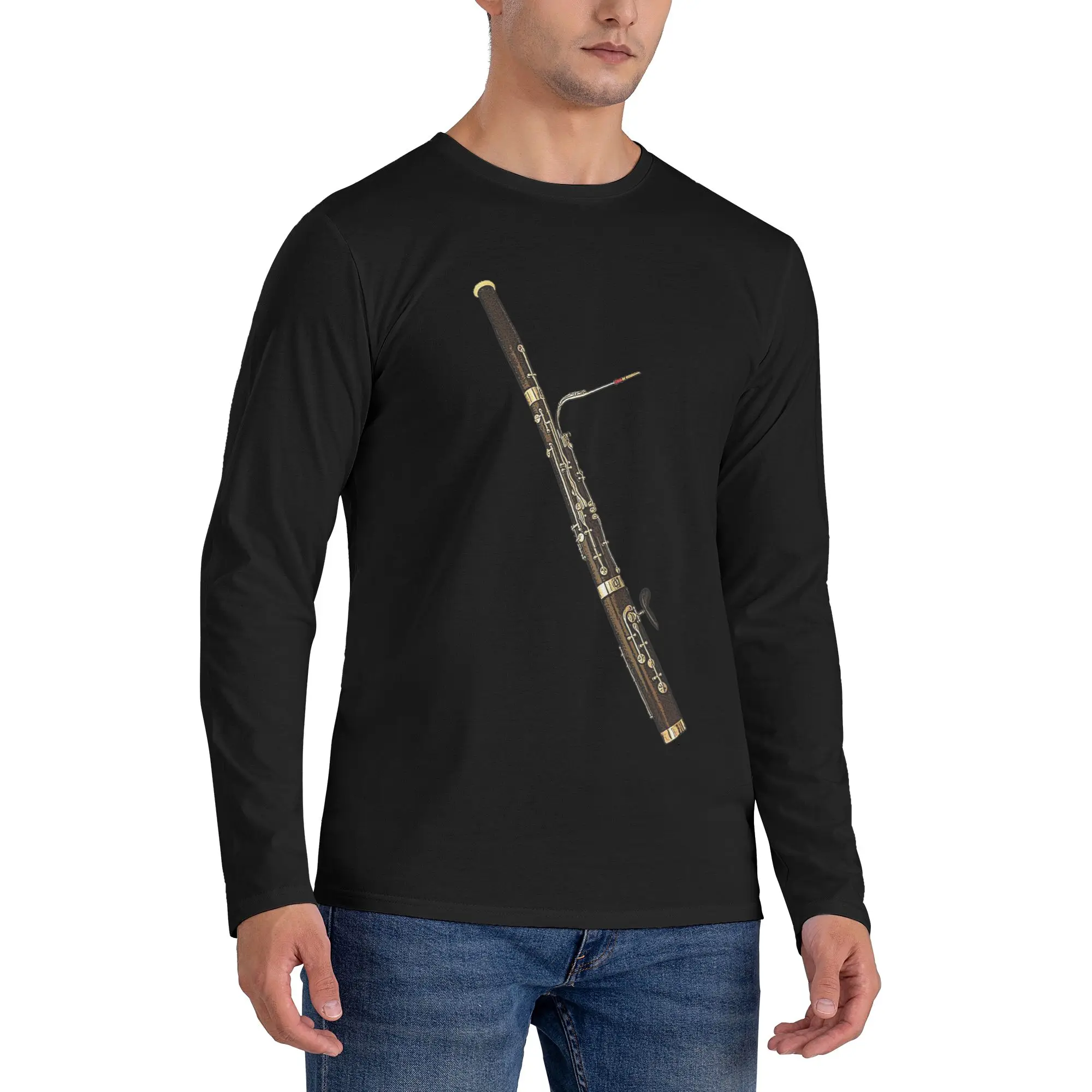 

Bassoon or The Old Grandfather Men's Long Sleeved T-shirt Fashion Round Neck T shirts Spring and Autumn Men tops
