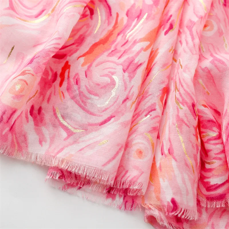 2024 New Women Cotton Scarf flower Print Hijab soft Shawls and Wraps Tessale Female Foulard Designer pashmina Bandana Headscarf