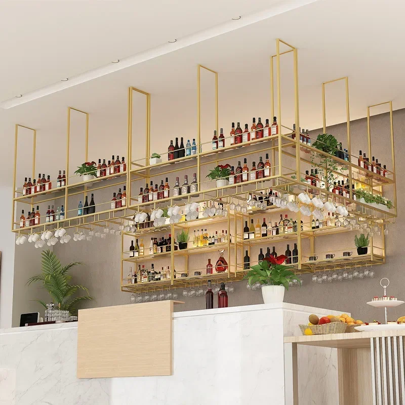 

Modern Storage Bar Cabinet Display Kitchen Metal Frame Boutique Hanging Organizer Lattice Wine Rack Houses Schrank Furniture