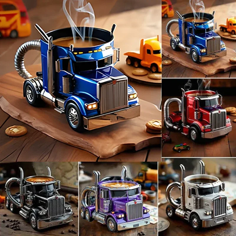 Durable Truck Coffee Mug Semi Truck Coffee Cup Handcrafted Semi-trailer Shaped Semi-Truck Coffee Mugs for Men Women