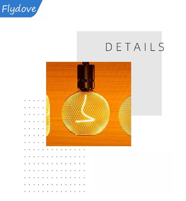 E27 Screw Creative Luxury Black Gold LED Light Bulb  Wrought Iron Mesh Cover Lamp Metal Cage Dining Bar Net Cover Light Lamp