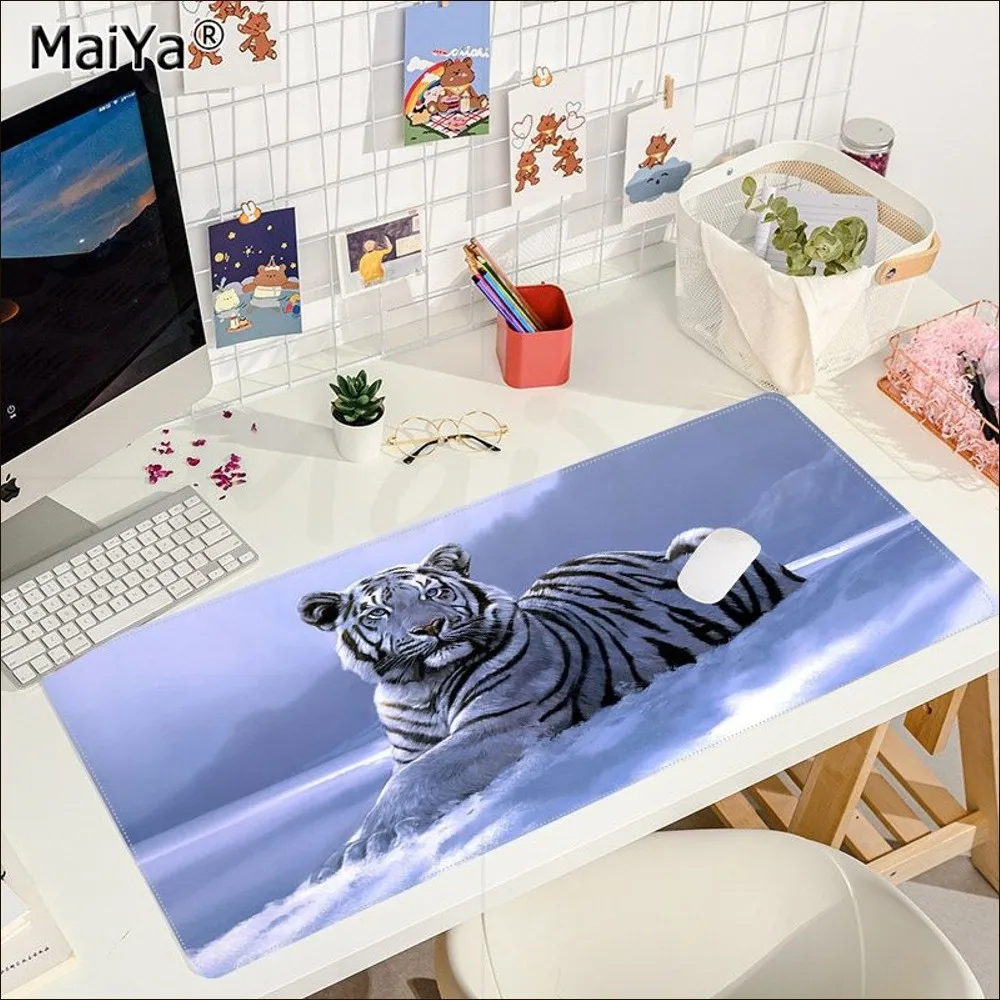 White Tiger animal Mousepad Beautiful Durable Rubber Mouse Mat Pad Size for CSGO Game Player Desktop PC Computer Laptop