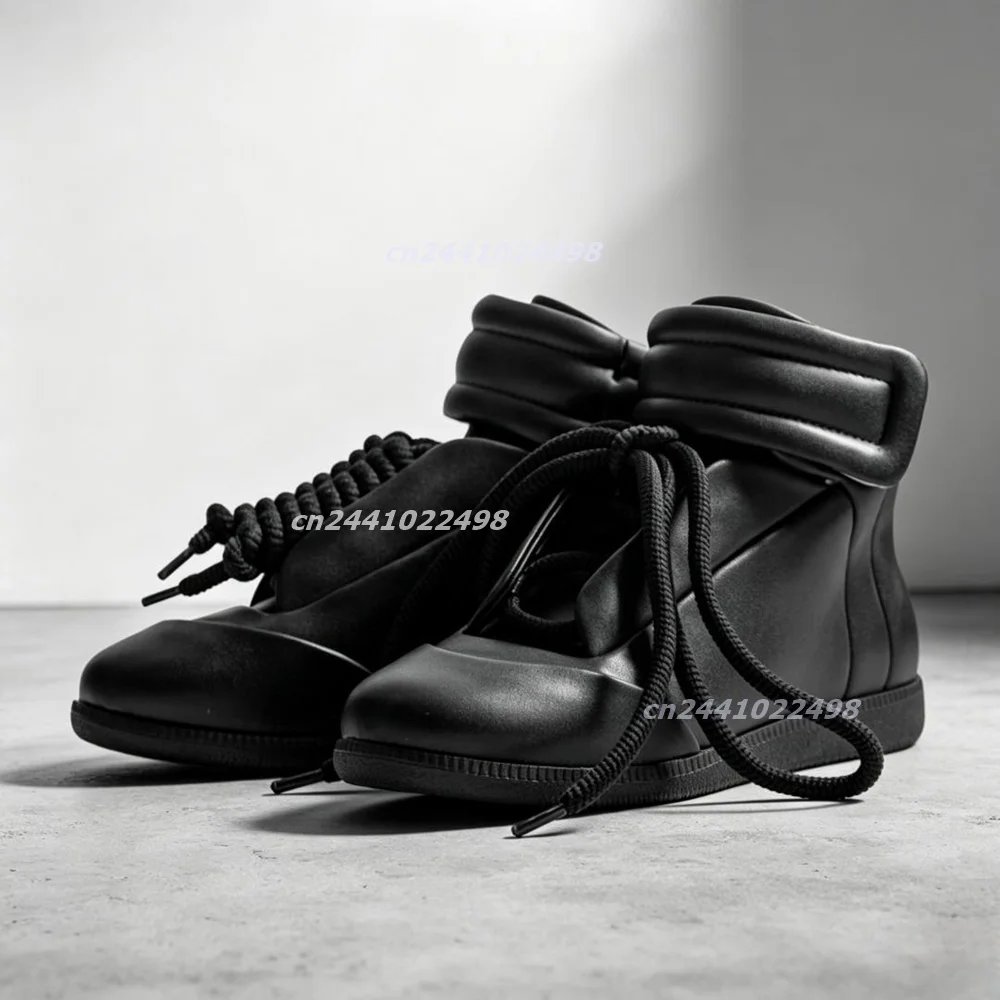 Matte Red Plus Size Casual Shoes with Front Lace up Decor Low Heel Flat Ankle Boots Velcro Fashion Sports Street Men's Shoes