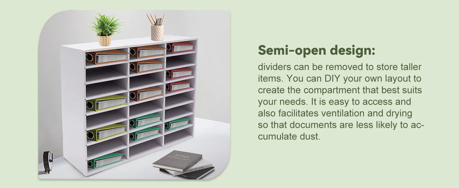 BYMAOCAR Filing Trays 24 Compartments Organizer, Sturdy Mail Sorter Organizer Wood Desktop Organizer Wood Literature Organizer File Holder for Office 8 Tier Magazine Storage Rack 73.7 * 30.2 * 59.6cm