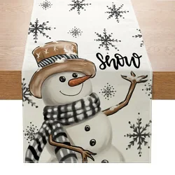 Linho Natal Mesa Runner, Snowman Toalha De Mesa, Xmas Tree, Home Dining Table Cover, Decorações Noel, 2025, 2023