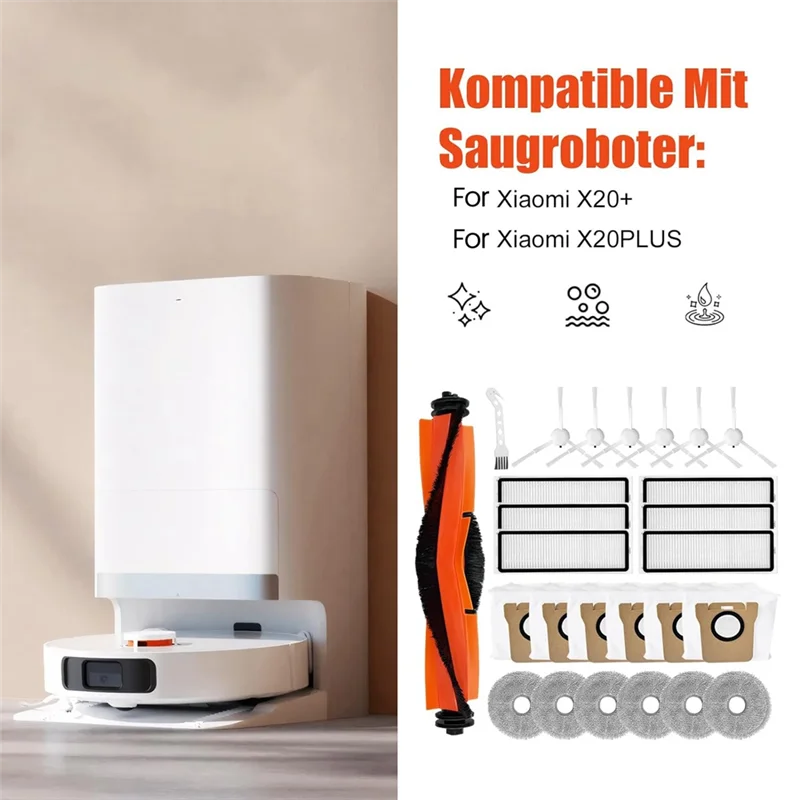 

AC39-Комплект аксессуаров для робота-пылесоса Xiaomi X20+/X10+ Основная боковая щетка Hepa-фильтр Швабра Тканевые мешки для пыли