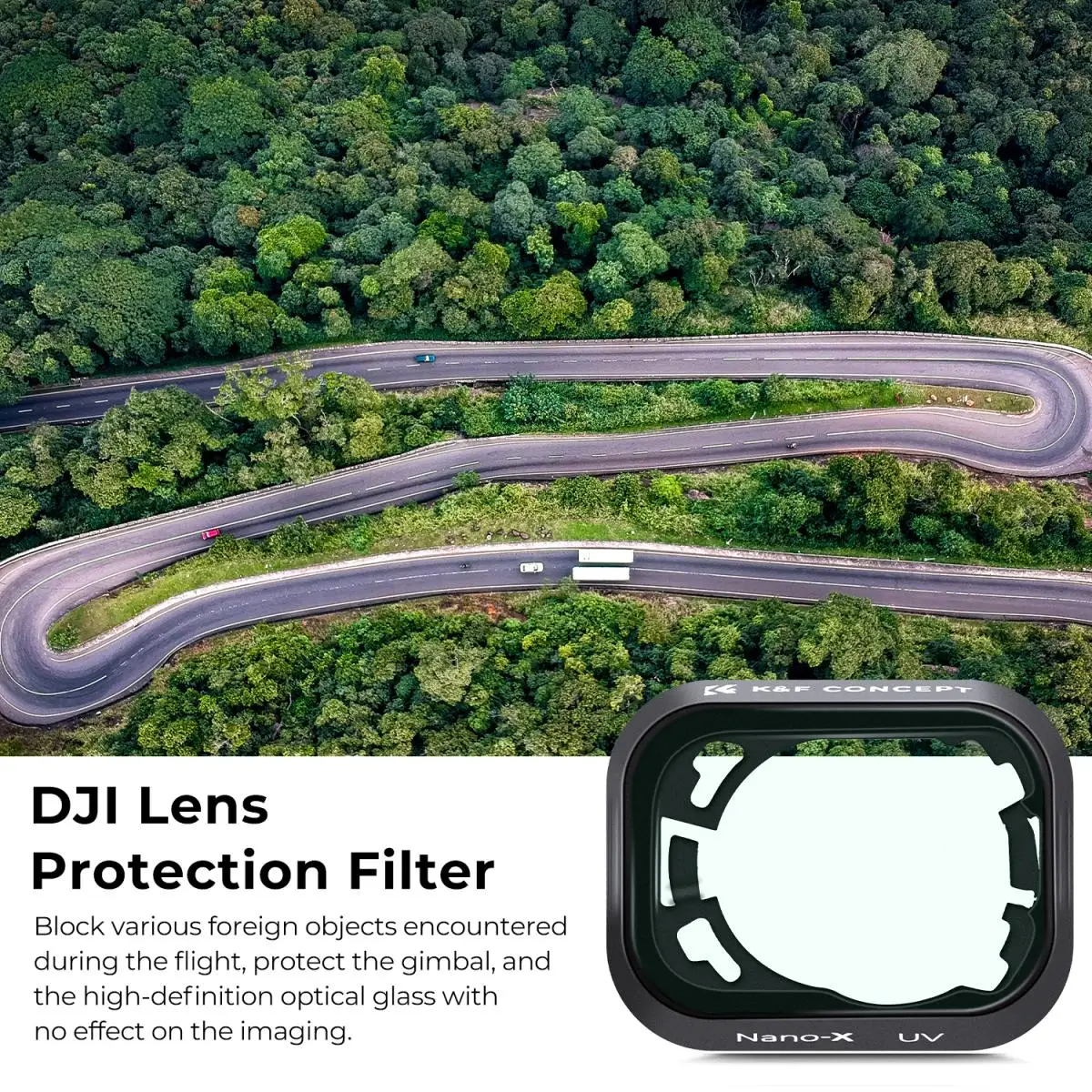 K&F Concept UV Filter for DJI Drone Mini3/ Mini3 Pro HD Single-sided Anti-reflection Green Film Waterproof and Scratch-resistant