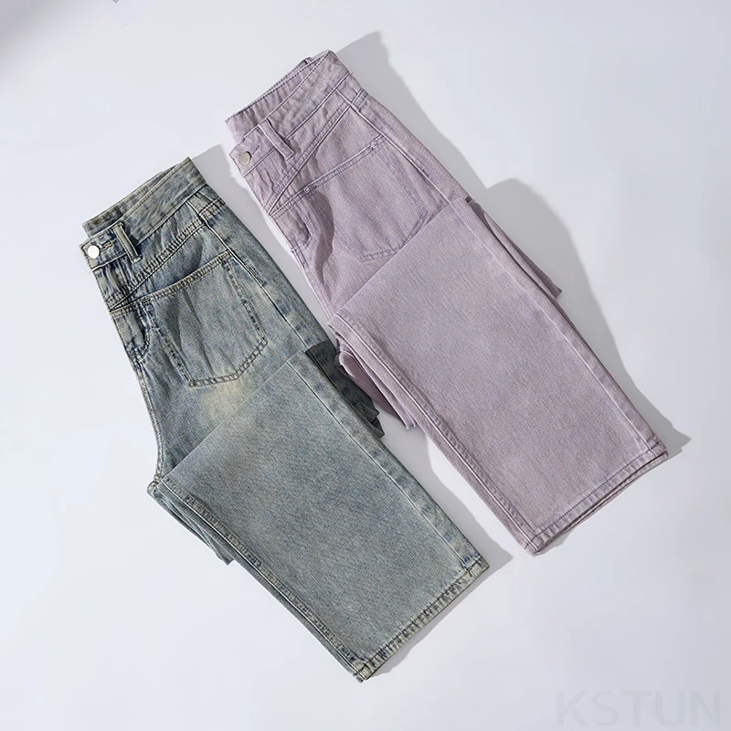 KSTUN 2025 Dames Multi-Color Rechte Jeans Casual Wijde Pijpen Denim Broek Comfort Dagelijkse slijtage Nieuwe collectie ​   Broek met hoge taille