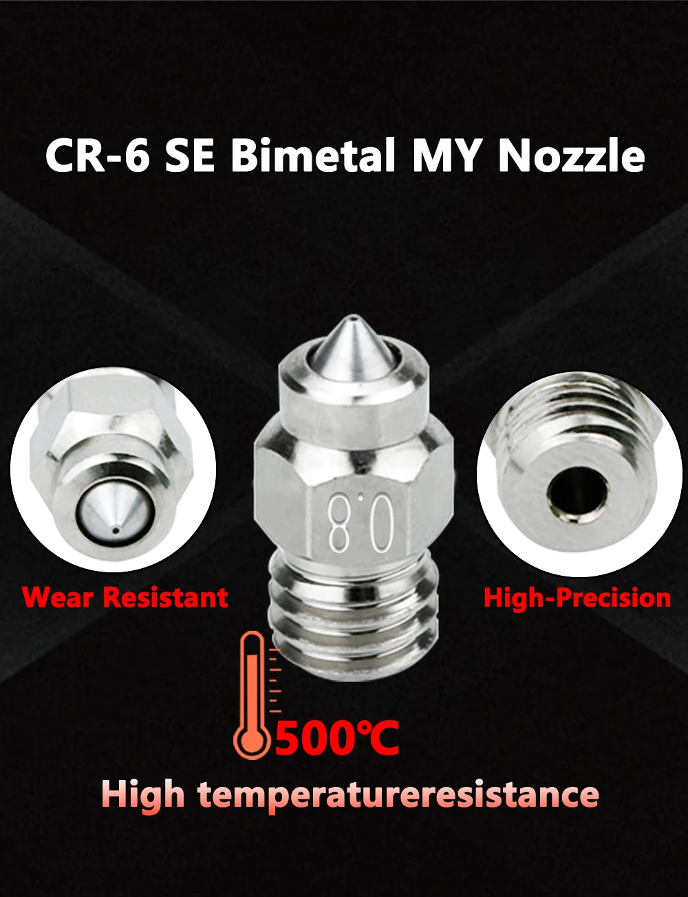 Für Ender 3/Ender 5/CR6 SE/CR10 CR6 SE Bimetall-Düse 1,75 Filament 3D-Druck Hotend Extruder-Teile Hochdurchsatz-Druckkopf – Detail 5