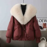 Winter New Warm Thicke Parka Coat Removable Fur Collar Loose Bread Coat Loose Chic Down Cotton-Padded Coat Women's Outwear 2