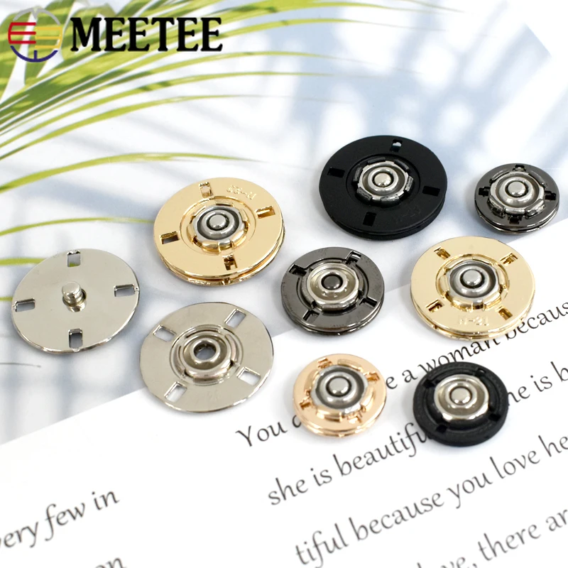 10sets Meetee 10-25mm Metal Snap Buttons for Female Coat Bag Invisible Buckle DIY Clothing Snaps Fastener Sewing Accessory D1-1