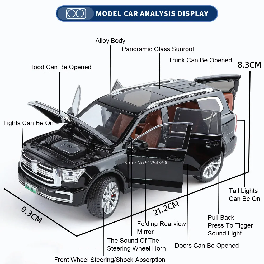 1:24 RAM MAMMOTH Tank 500 Hi4-T SUV Modellauto Spielzeug Legierung Druckguss Zurückziehen Stoßdämpfung Geländewagen Jungen Urlaubsgeschenke