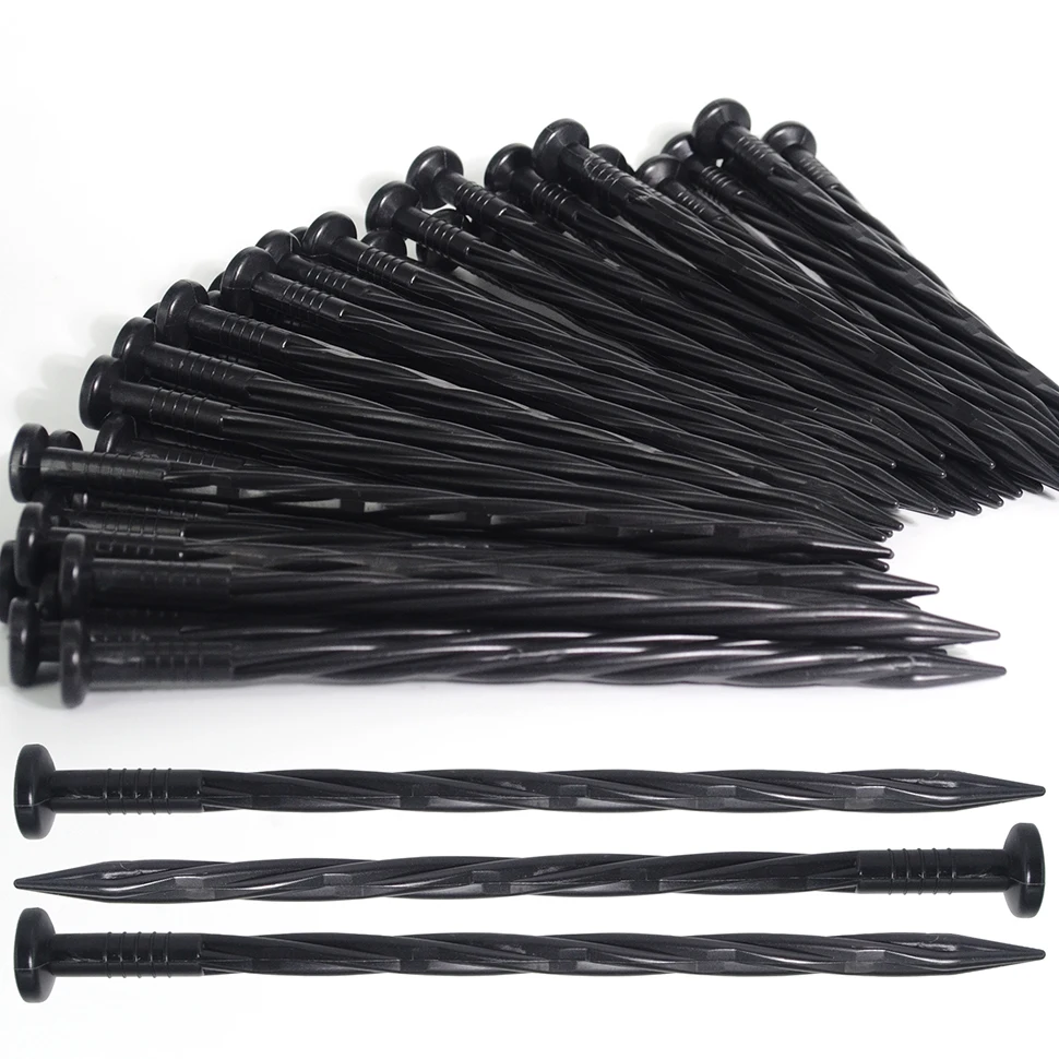 Landscape stakes plant support pavers edging sand anchoring spikes nylon spiral bulk cheap turf nails no dig pins seed protector