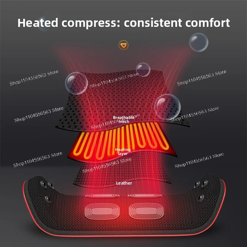 Lumbar Massager Heating Pulse Stretching Hot Compress Head Magnet Vibrating Cushion