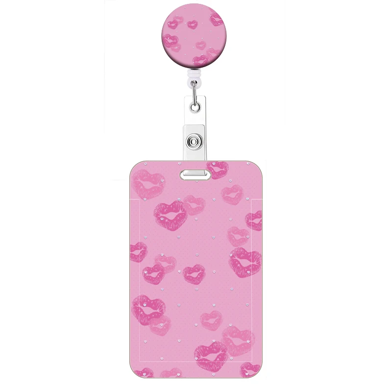 Neue Stil Farbe Liebe Versenkbare Clip Reel Karte Halter Herz Form ID Business Arbeit Karte Yoyo Abzeichen Halter Büro Liefert – Detail 10