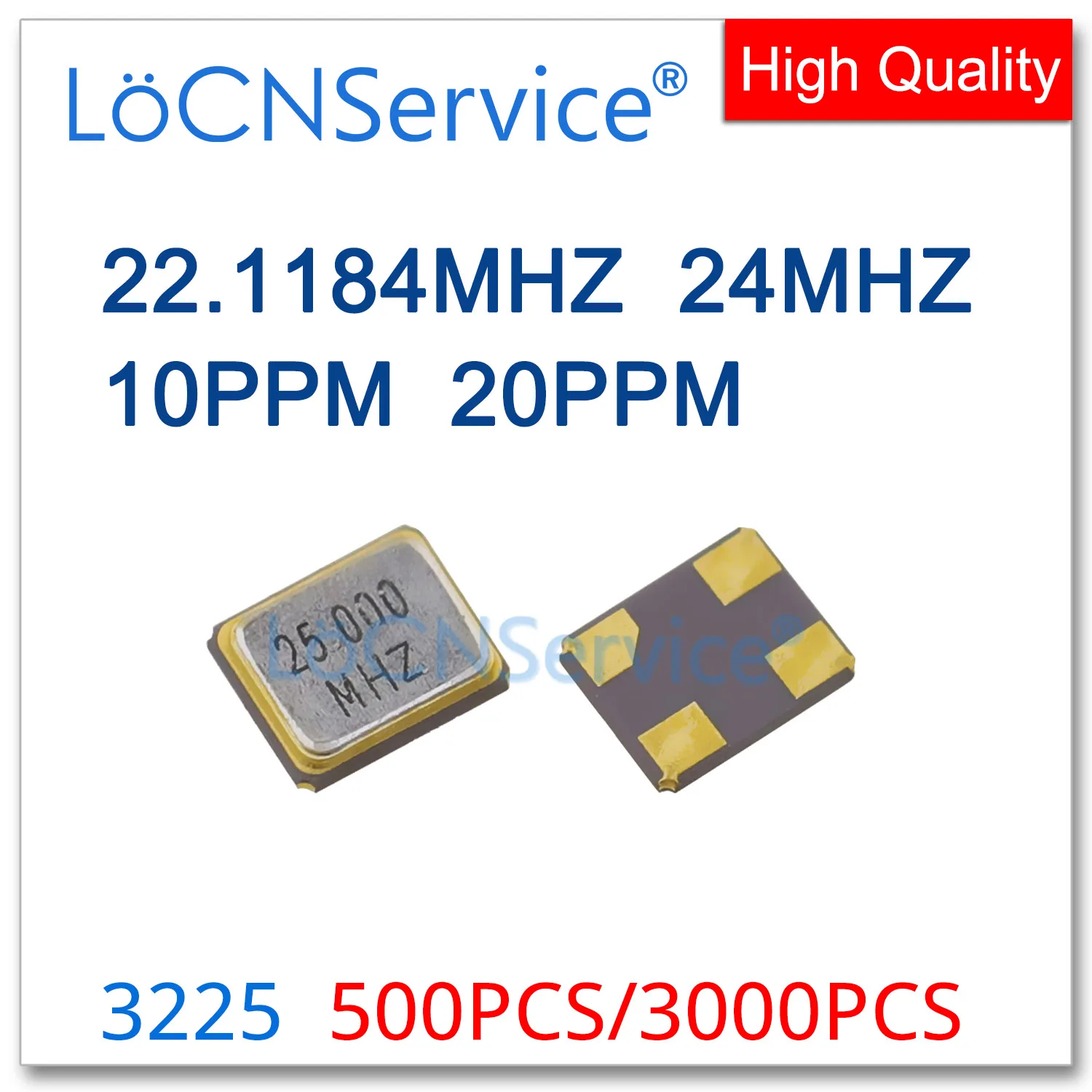 

22.1184MHZ 24MHZ 10PPM 20PPM 500PCS 3000PCS SMD Passive quartz crystal oscillator 4Pin 3225 22.1184M 24.000mhz 24M Resonators