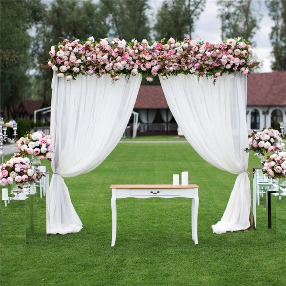 2Pcs Wedding Backdrop Curtain Chiffon Fabric Drape for Party Curtains Panels with Rod Pockets Home Window Party Decorations