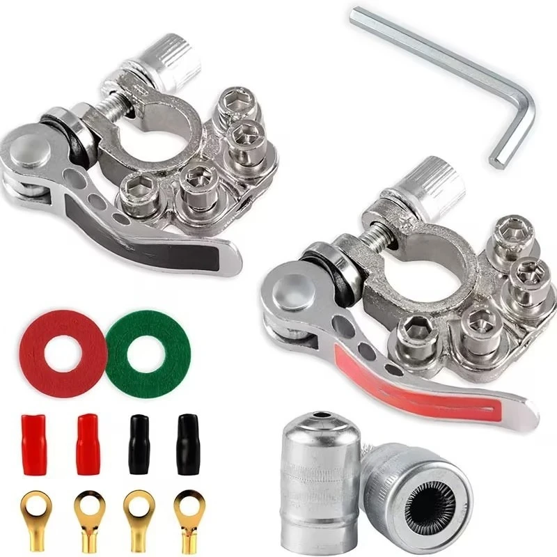 4-in-1 Multi-port Battery Terminal Clamp, Tinned Copper Anti-Creepage Automobile Battery Connector