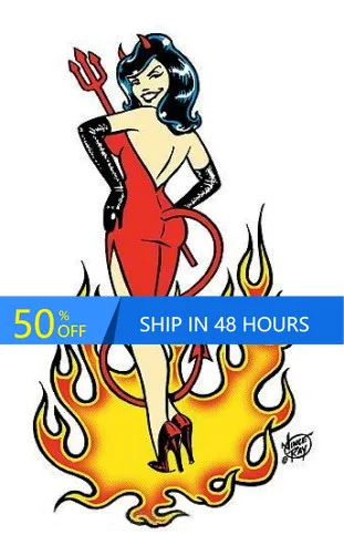 

SEXY DEVIL GIRL IN Cool Motor Home Walls Bumper Boat Waterproof Vinyl Decal Accessory Unique Trendy Retro