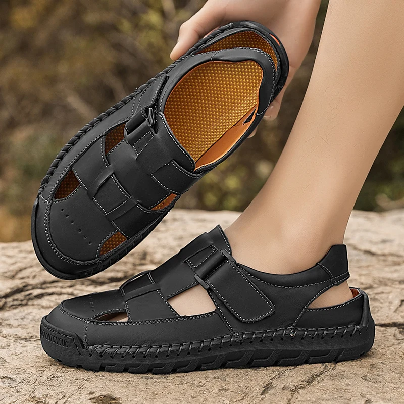 

Новинка 2026 года: Мужские сандалии ручной работы – Нескользящие, износостойкие, с мягкой подошвой, большие размеры, повседневные пляжные туфли