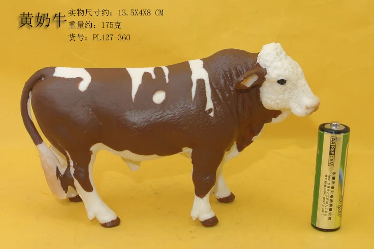 Cross-border, simulated wild, animal model set, yellow milk cow plastic simulation toy.