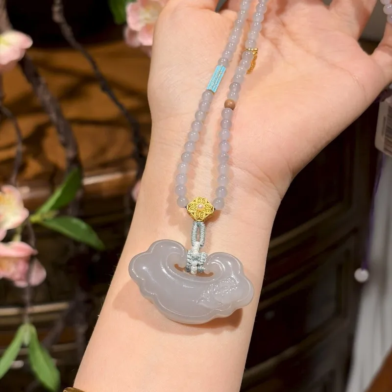 Hotan Jade Smoky Purple Ruyi Lock Pendant Is Unique, Stylish, And Versatile