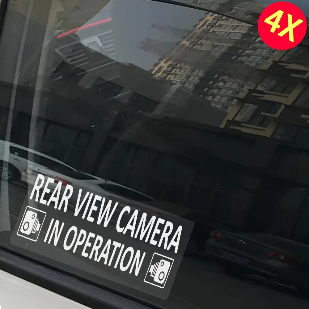 10cmx5cm 4X Please Rear View Camera In Operation 2 Device Vehicle Signs Protected By Car Boat Taxi