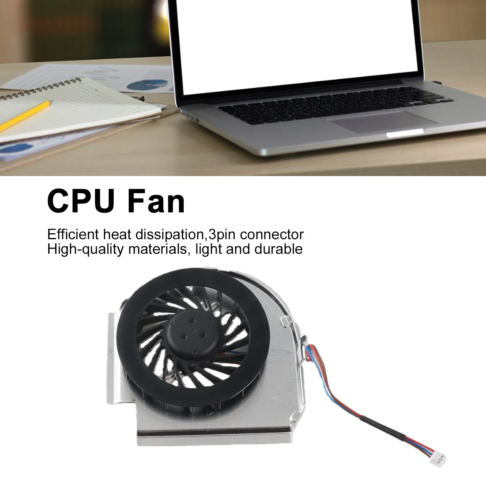 CPU Fan Durable Fast Heat Dissipation 3‑Pin Connector CPU Cooler CPU Cooling Fan for Lenovo Thinkpad T60 / T60P
