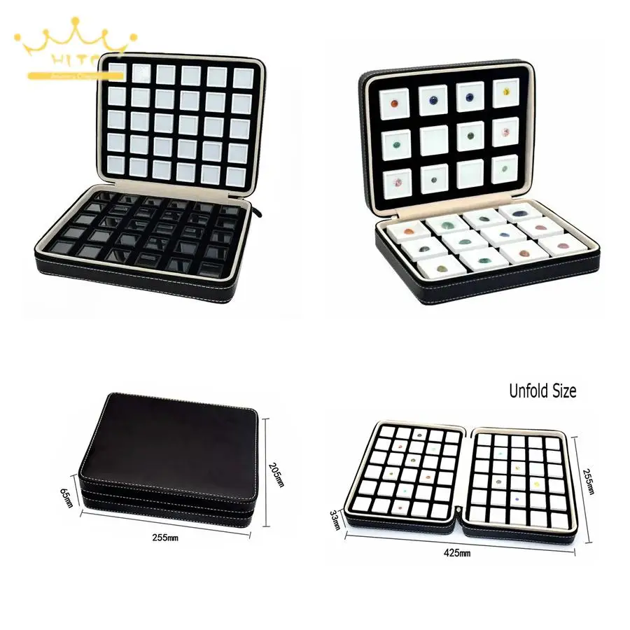 

Дорожный портативный футляр для ювелирных изделий: сумка-органайзер на молнии для драгоценных камней, демонстрационный бокс для бриллиантов, футляр для хранения и демонстрации из искусственной кожи с вкладышами