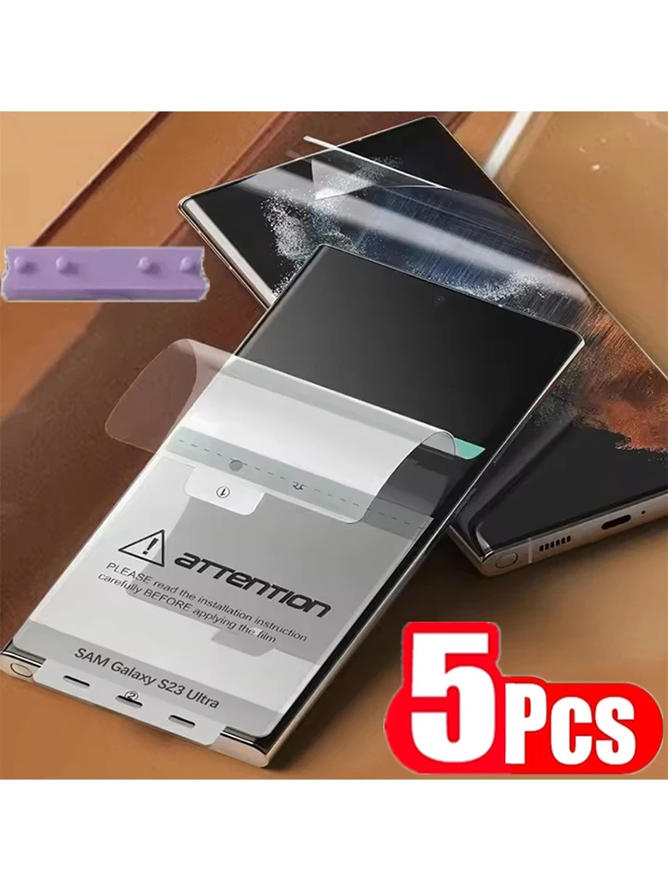 Protecteur d'écran, Film Hydrogel TPU, couverture complète, 5 pièces, pour Samsung Galaxy S25 S24 S23 S22 S21 S20 Note 20 Ultra S25 Plus S24 S23 FE