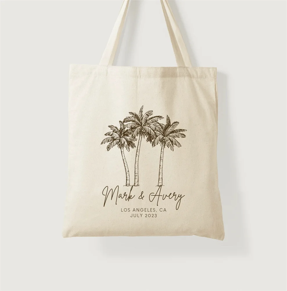 Palm Tree Tote - Wedding Welcome Bag - Custom Wedding Tote - Bachelorette Gift - Destination Wedding Tote - Custom Tote - Beach