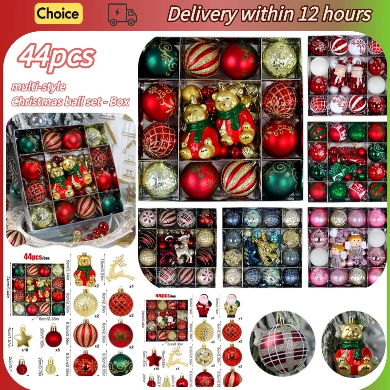 

44pcs Christmas Ball Pendant Decoration Set Electroplated Christmas Tree Colored Ball Pendant Christmas Party Decoration Balls