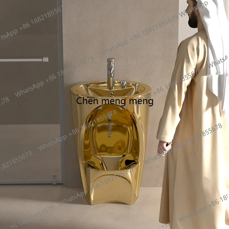 Luxury ceramic Muslim basin foot wash basin Contemporary ceramic Wudu sink Ergonomic modeling with drain plug